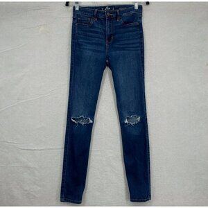 Hollister Jeans Womens Sz 3R 26 High Rise Super Skinny Destroyed Ripped Thrasher